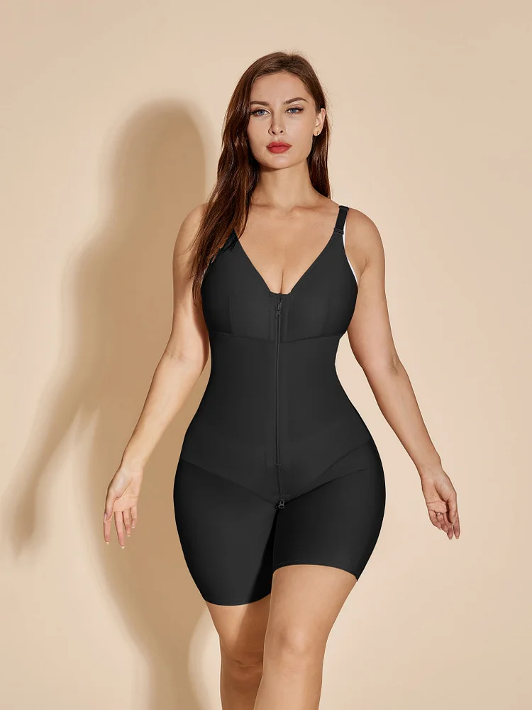 High Compression Chest Packed Shapewear Tummy Control Stage 2 Faja Colombianas Waist Trainer Bodysuit - Black