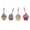 DIY Diamond Painting Keychain-4pcs/set Full Drill Rhinestones Cake Ice Cream Key Ring Pendant Gift
