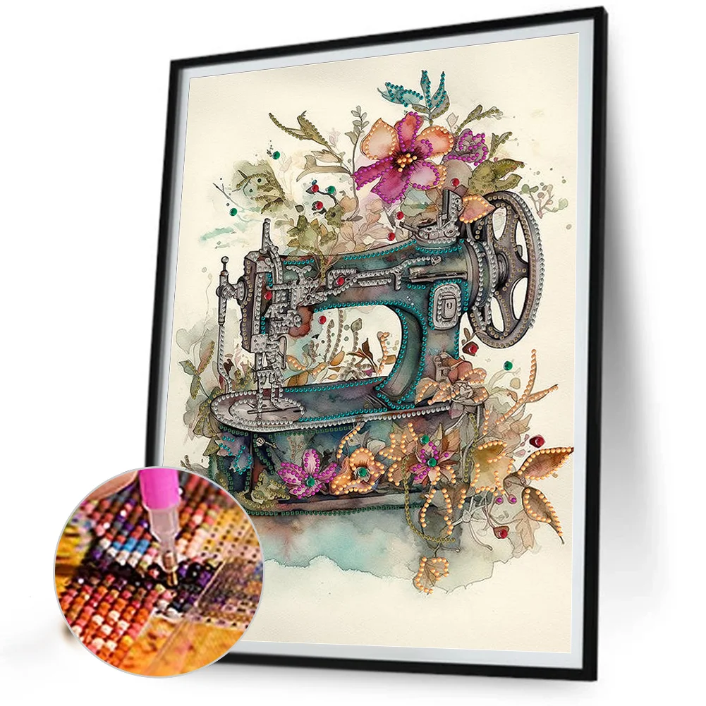 Diamond Painting - Partial Special Shaped Drill - Sewing Machine(Canvas|30*40cm)