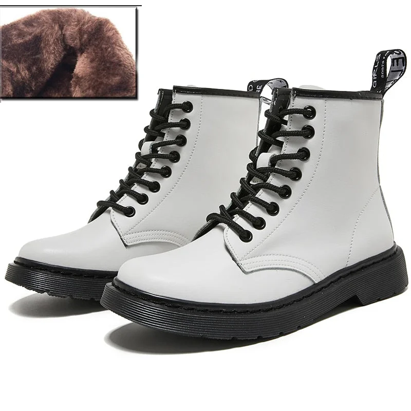 Women Boots Soft Leather Shoes Woman White Ankle Boots Motorcycle Boots Female Autumn Winter Shoes Punk Botas Mujer 2020 Spring