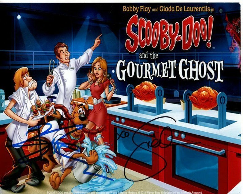 Bobby flay giada delauretiis signed 8x10 scooby-doo! and the gourmet ghost Photo Poster painting