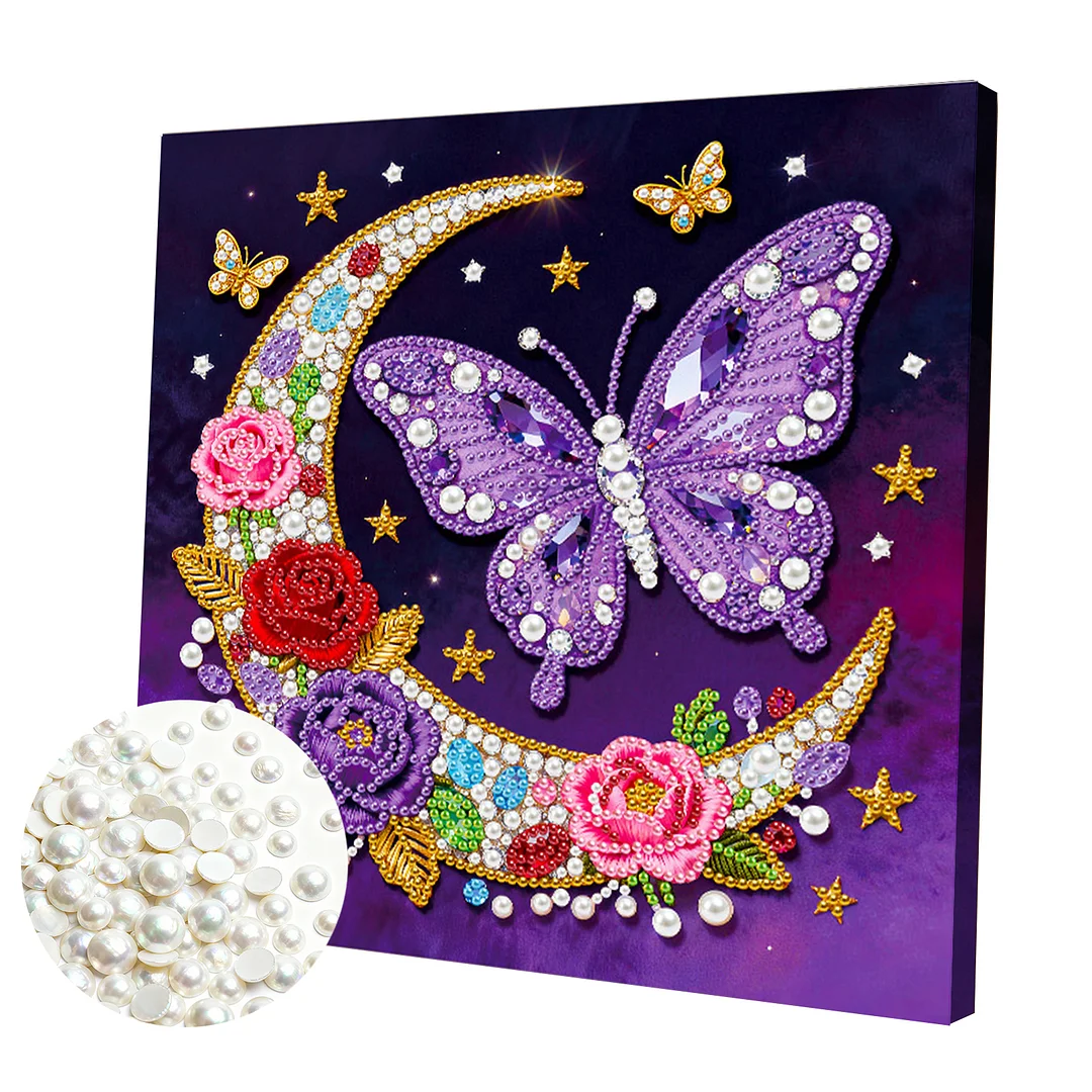 Moon Butterfly Art Diamond Painting Kit for Adults Home Decor 25x25cm With Frame