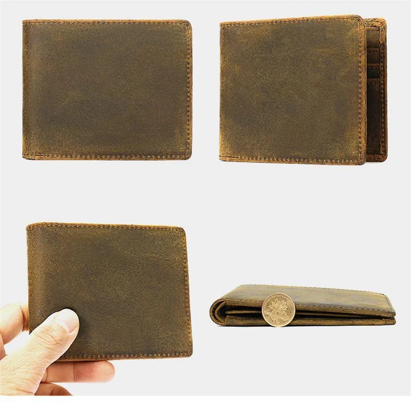 Durable Plain Casual Cash Card Holder Vintage Leather Wallets