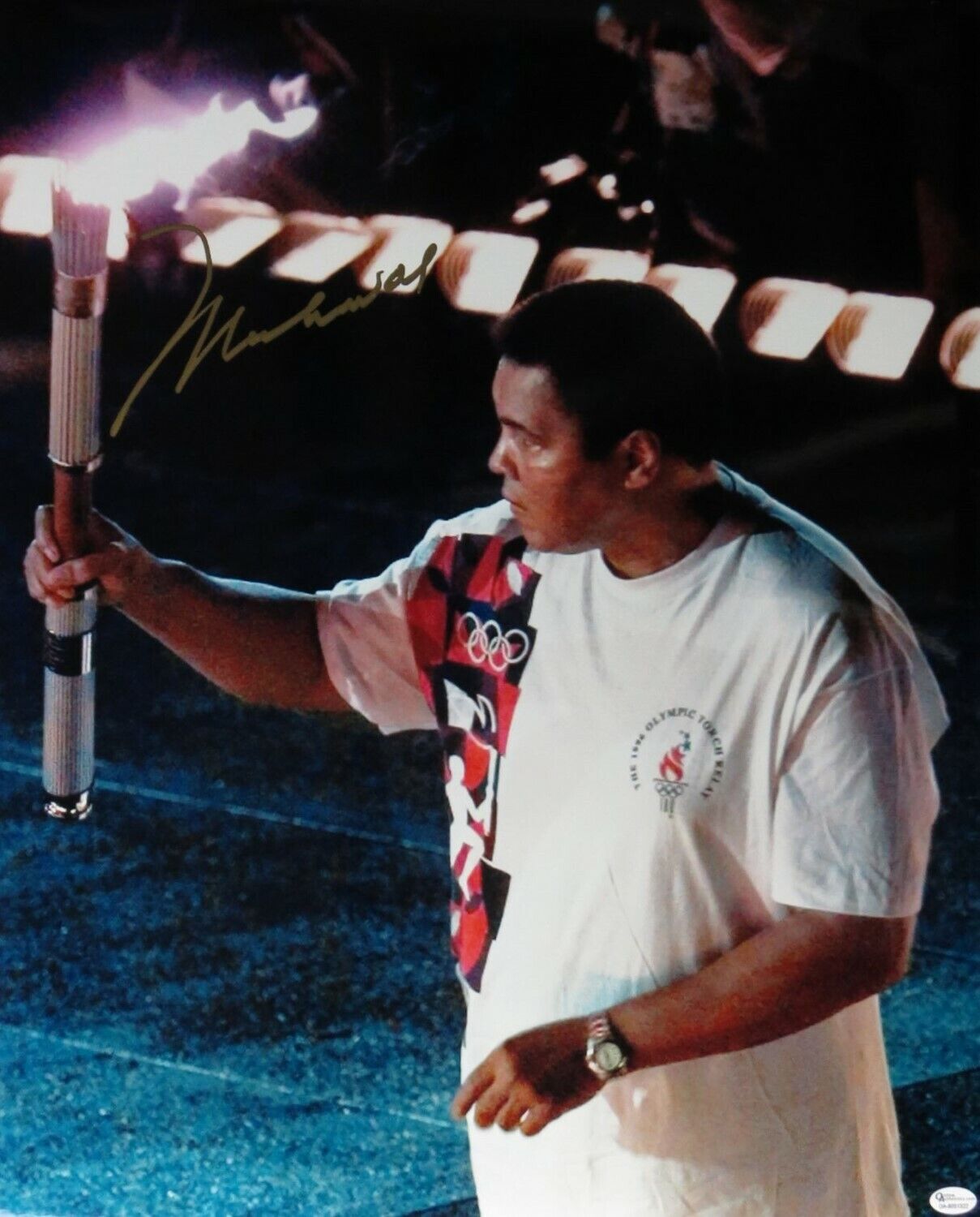 Muhammad Ali Signed Autographed 16X20 Photo Poster painting Lighting Olympic Torch 1996 OA