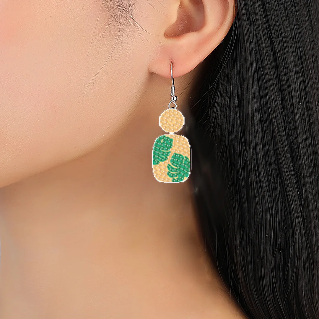 12 Pairs Plant Diamond Painting Earrings DIY Diamond Art Earrings for Adults