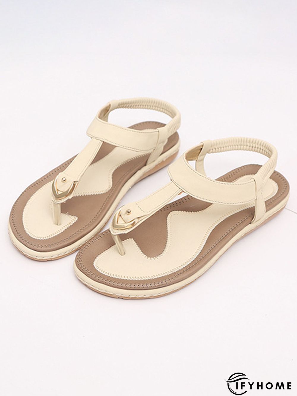 Women's Beach Metal Buckle Trim Flip-On Sandals | IFYHOME