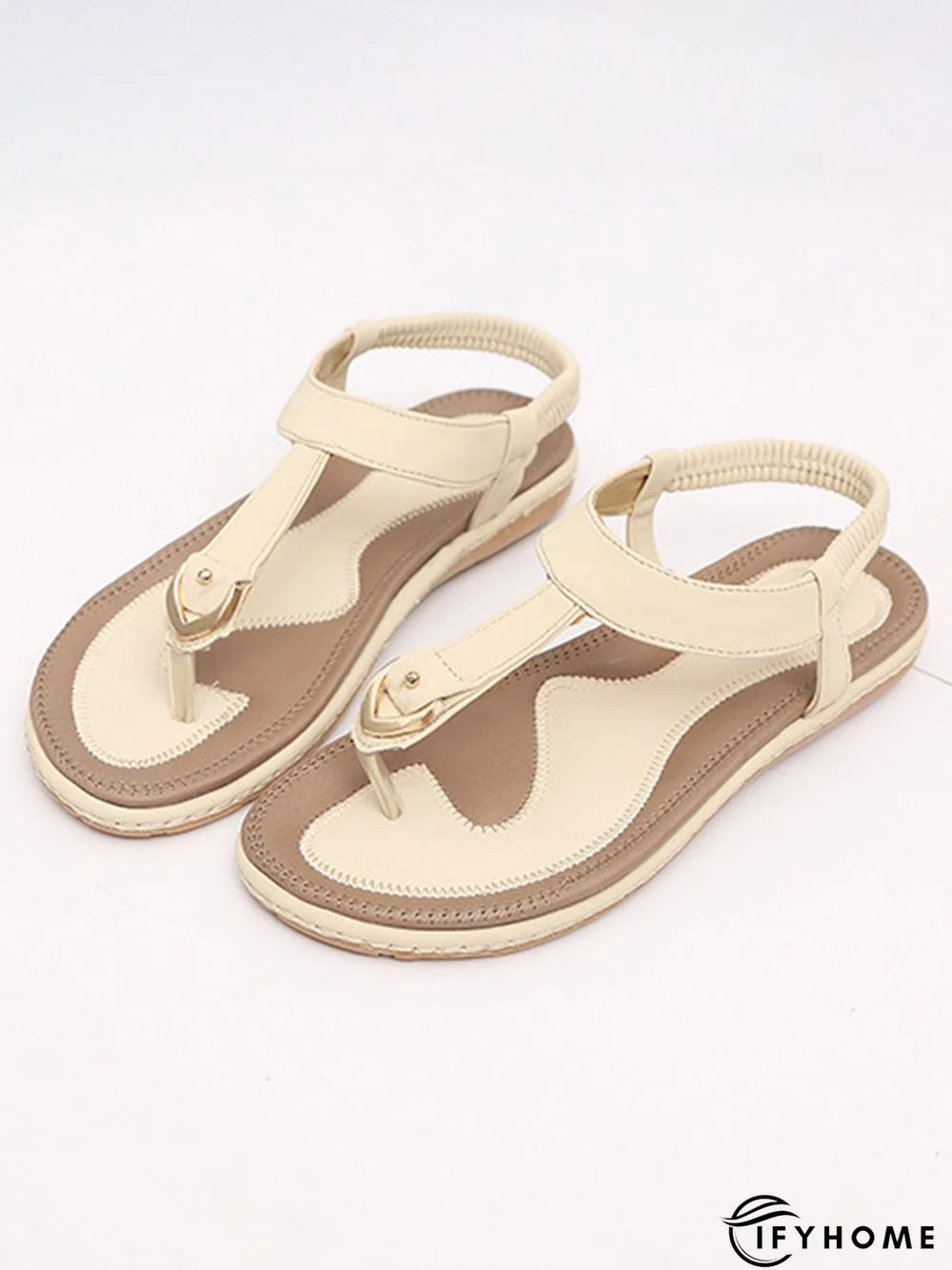 Women's Beach Metal Buckle Trim Flip-On Sandals | IFYHOME