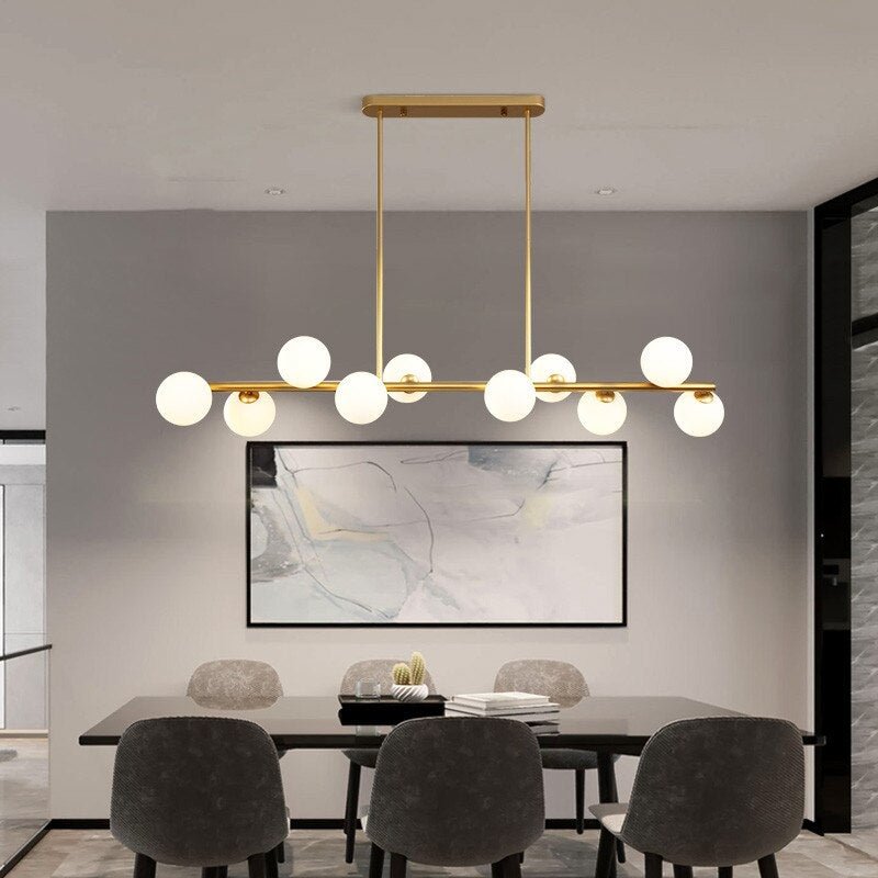 Art Dining Room Ceiling Chandelier Suspension Horizontal Glass Balls Chandeliers Kitchen Hanging Lamp Office Front Desk Lights