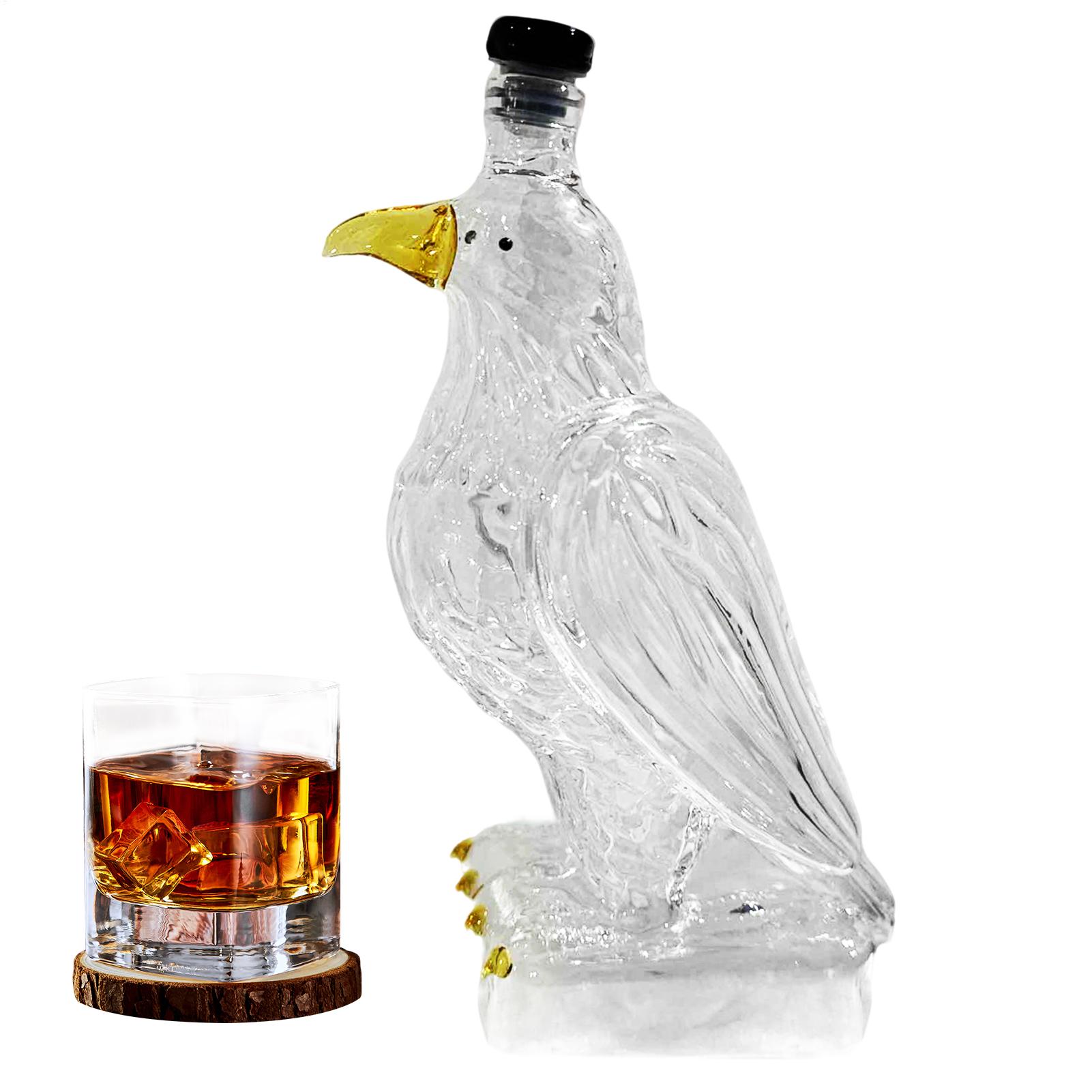 Tegooe Novelty Crystal Eagle Whiskey Decanter - 350ml Glass Spirit Bottle