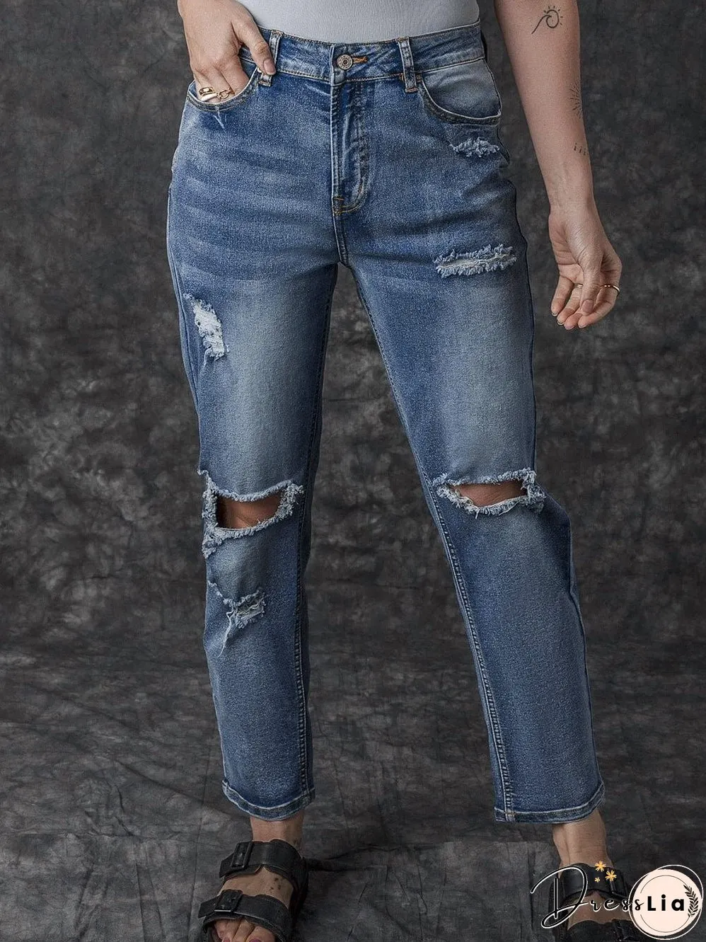 Distressed Denim Trousers