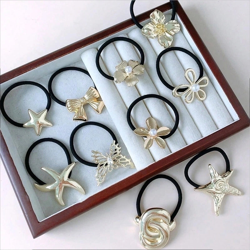 Women's Minimalist Classic Style Starfish Flower Bow Knot Alloy Hair Tie