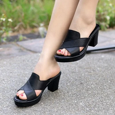 CARTOONH Women's Slippers Sandals 2022 Summer 7cm High Heels Women Shoes Woman Slippers Summer Sandals Casual Shoes