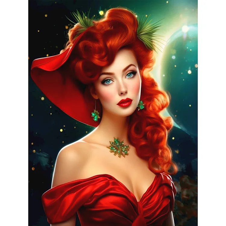 Full Round Diamond Painting - Elegant Red-Haired Woman 30*40CM
