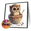 Peinture diamant hibou-foret rond-30*30cm