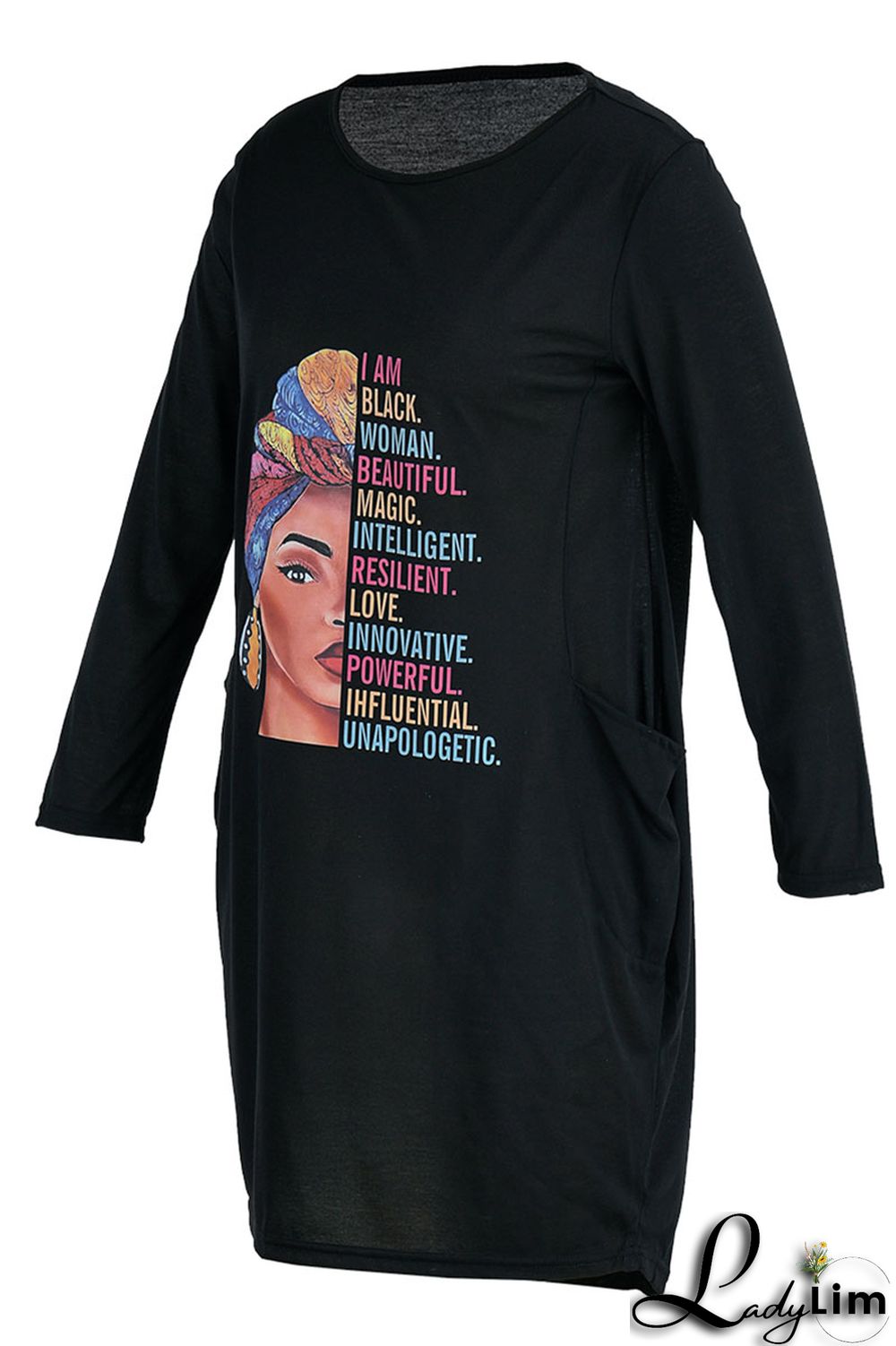 Black Casual Print Patchwork O Neck Long Sleeve Dresses