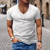 Men's Casual V-neck Solid Color Short-sleeved T-shirt by Inlyline