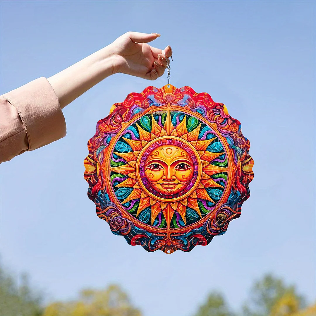Mandalas Hanging Wind Spinner 360 Degree Rotating 3D Garden Wind Spinners 10-Inch Hanging Wind Catcher Art Gift for Home Garden Halloween Christmas (08)