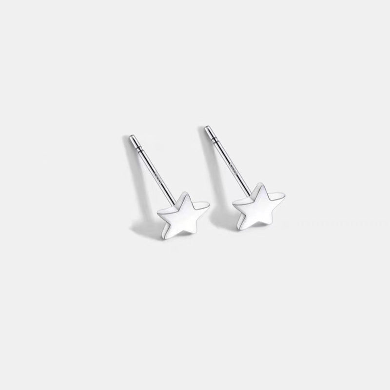 925 Sterling Silver Zircon Star Heart Shape Crown Ear Studs
