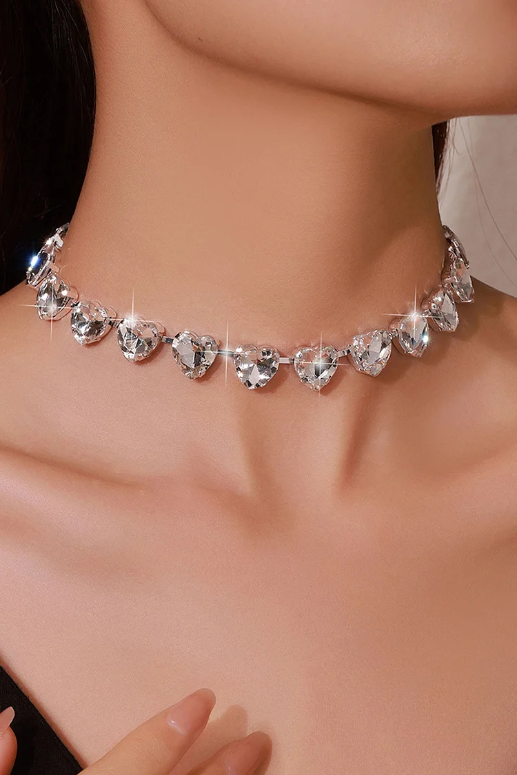 Party Rhinestone Love Pendant Claw Chain Choker Necklace 2024 - Xpluswear