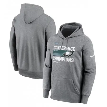 Men's Philadelphia Eagles Heather Gray 2022 NFC Champions Locker Room Trophy Collection Pullover Hoodie