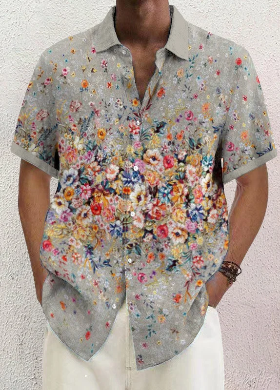 Mens Art Print Casual Breathable Short Sleeve Shirt cd94