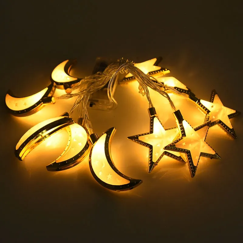 Moon Star Led String Lights EID Mubarak Ramadan Kareem Decoration For Home Islam Muslim Event Party Supplies Eid Al-Fitr Decor
