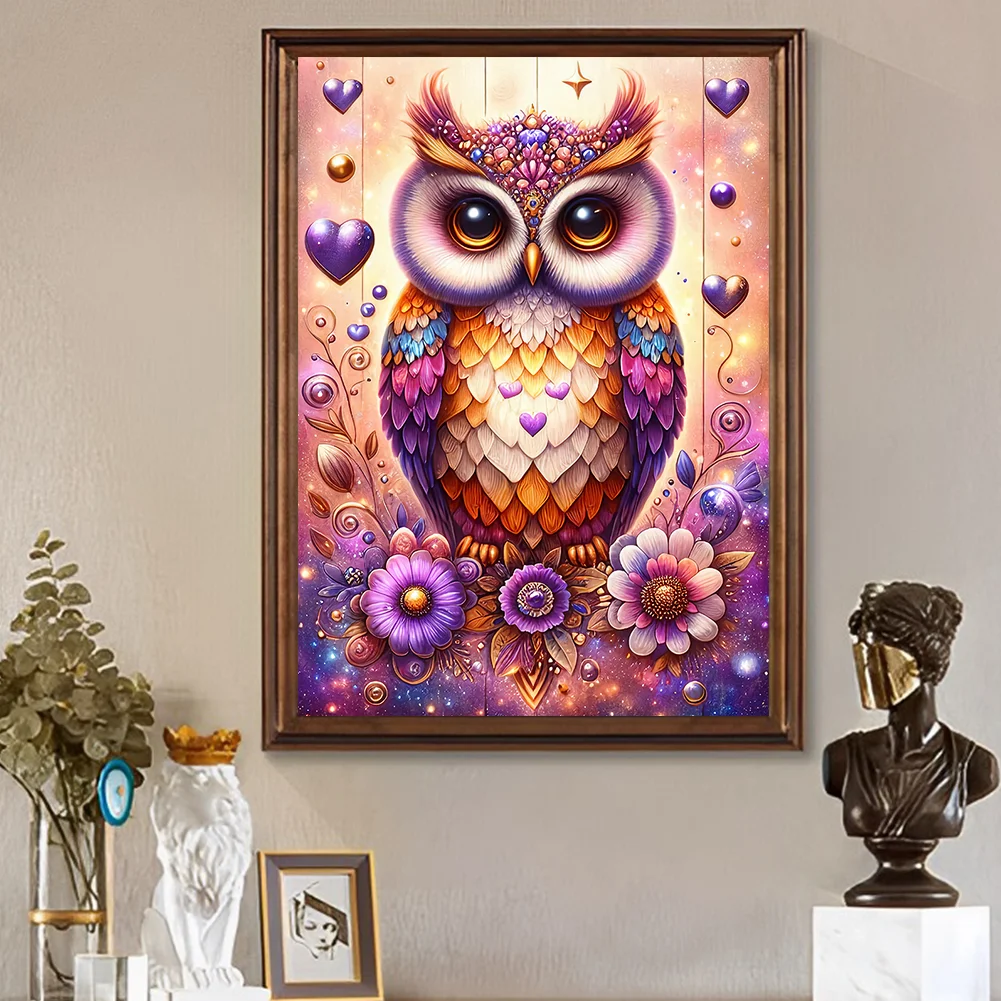 Diamond Painting - Full Round Drill - Flower Owl(Canvas|30*40cm)