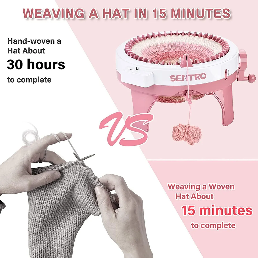 SENTRO Knitting Machine 48 Needles, Smart Knitting Crochet Machine, Double Crocheting Machine Kit,Circle Knit Loom Machine with Row Counter and Hand Crank