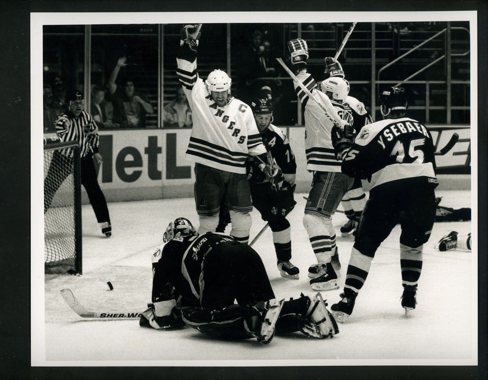 Mark Messier Adam Graves 1995 Press Original Photo Poster painting by Bob Olen New York Rangers