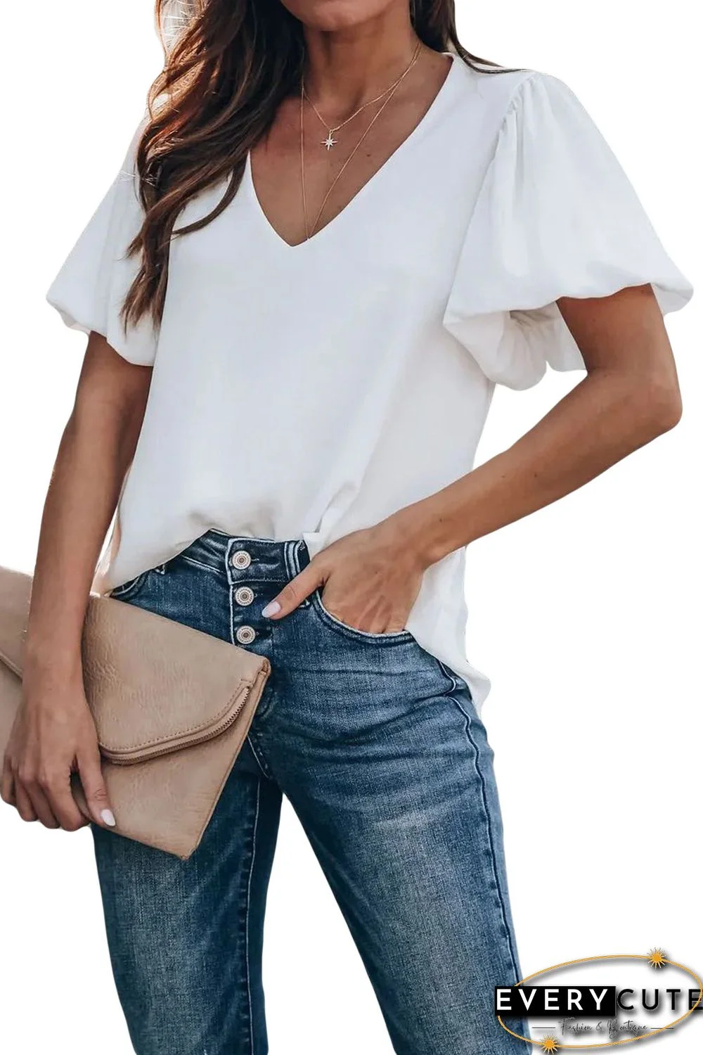 White Puff Sleeve Blouse