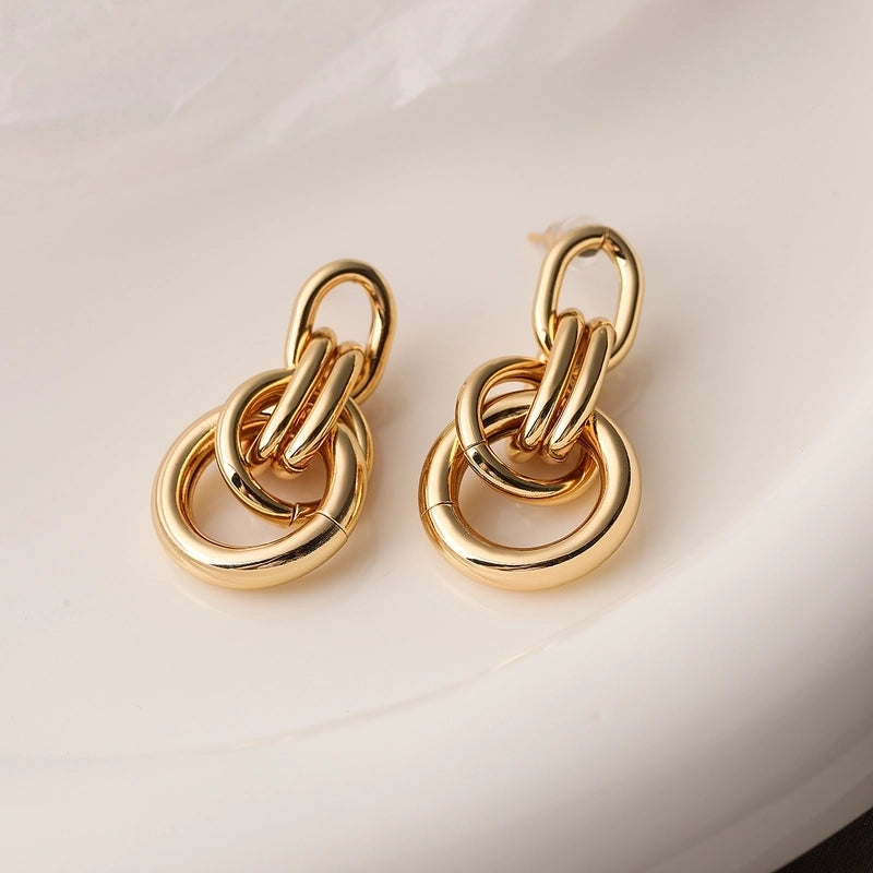 1 Pair Minimalist Commute Geometric Plating Copper 18k Gold Plated Drop Earrings