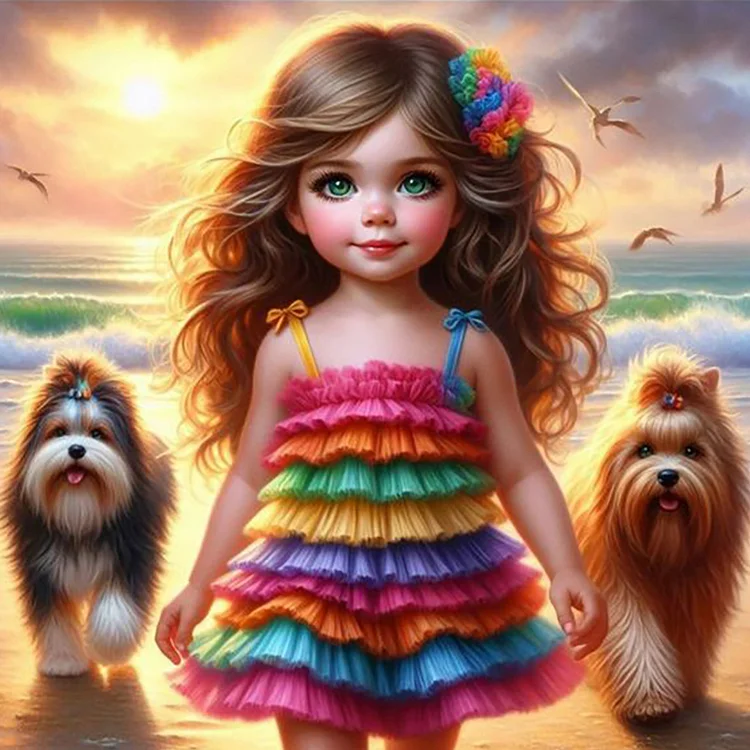 Cute Pet Child 30*30CM (Canvas) Full Round Drill Diamond Painting gbfke