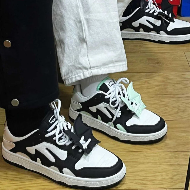 Designer Women Breathable Bat Shoes Spring Fashion Green Thick Heels Sneakers Girls Patchwork Casual Round Toe Running Platform