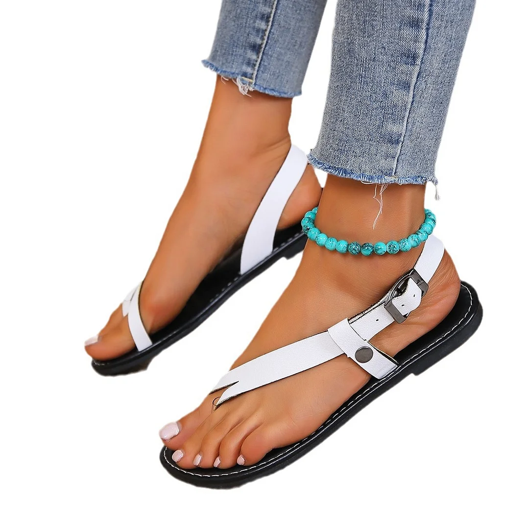 Breakj Breakj New Summer Flat-Soled Sandals Large-Size Casual Sandals Flat-Soled Toes Sandals Women