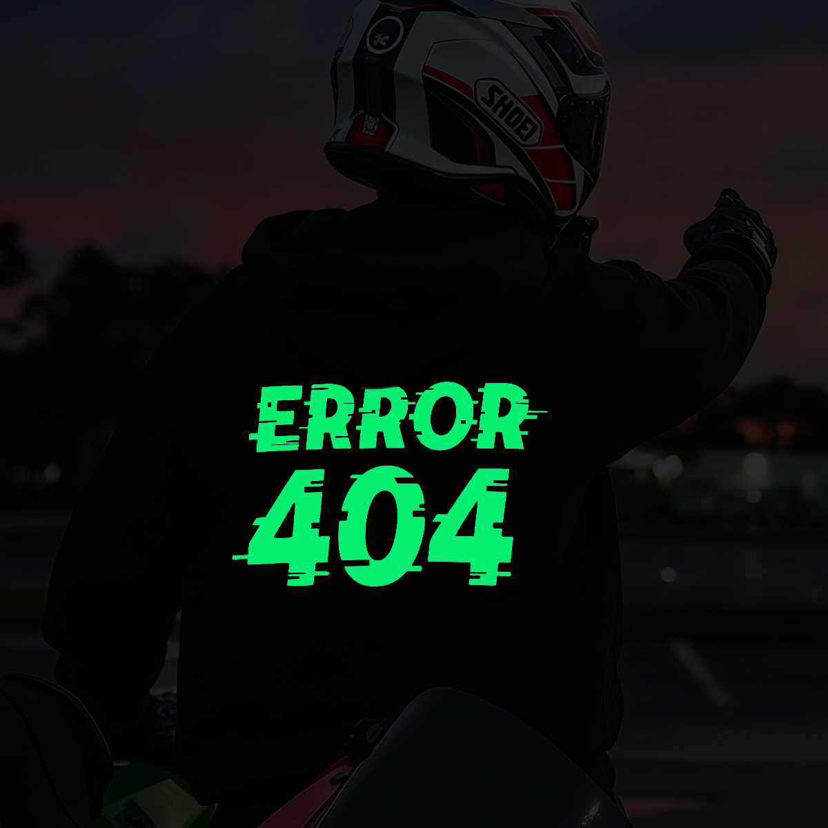 Luminous EROOR 404 Graphic Motorcycle Hoodie