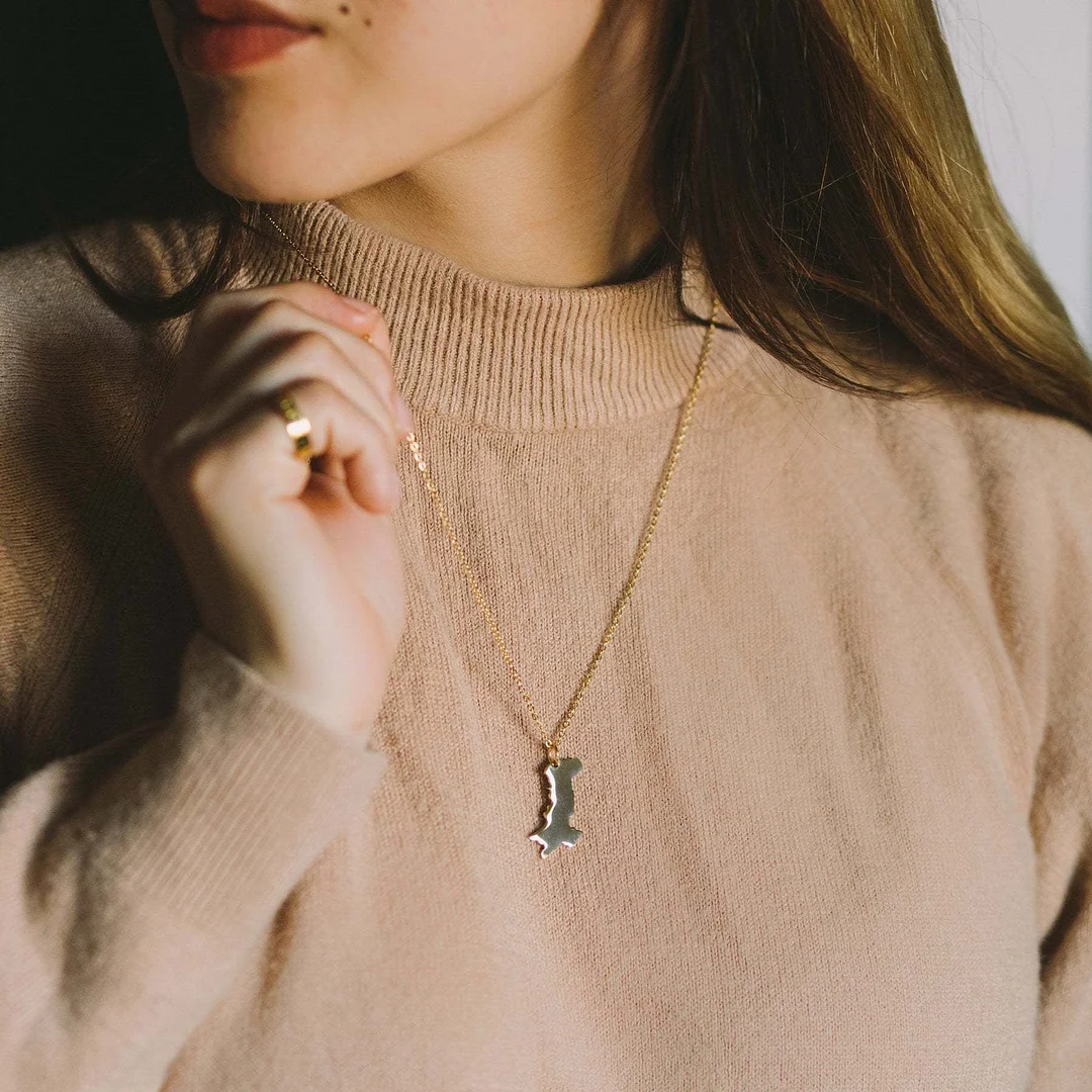 Arabic Element Map Titanium Steel Necklace