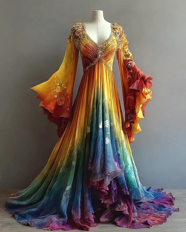 Women's Vibrant Summer Rainbow-Colored Dress 9979