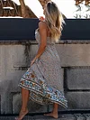 Floral Printed Falbala Split-Joint Maxi Dress