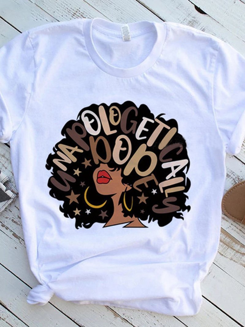 Letters Queen black short-sleeved Girl T-shirt