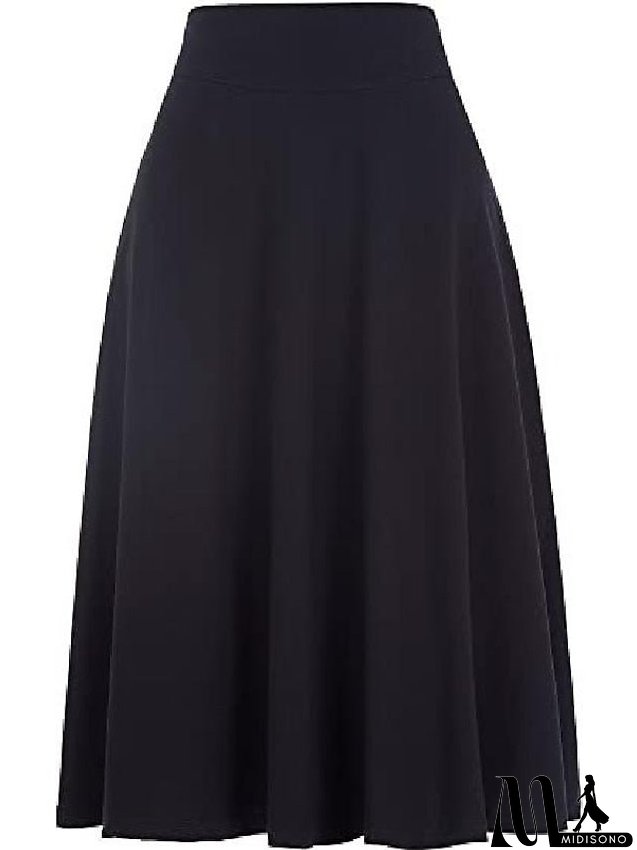 Women's Swing Work Skirts Midi Black Yellow Light Green Wine Skirts Knitting Elegant Office / Career S M L