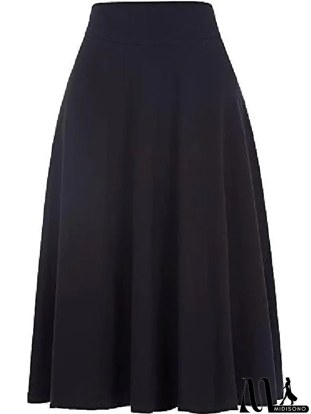 Women's Swing Work Skirts Midi Black Yellow Light Green Wine Skirts Knitting Elegant Office / Career S M L