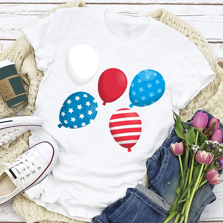 Holiday balloon independence Day T-shirt Tee - 01996