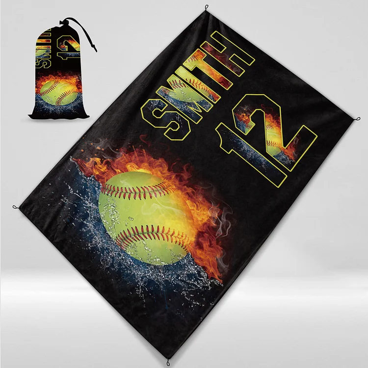 Personalized Softball Outdoor Beach Mat, Picnic Mat|08