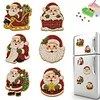 6PCS Santa Claus Series DIY Pearl Diamond Painting Christmas Fridge Magnets, Sparkling Rhinestone Refrigerator Magnet Craft Kit for Home Decor & Gifts