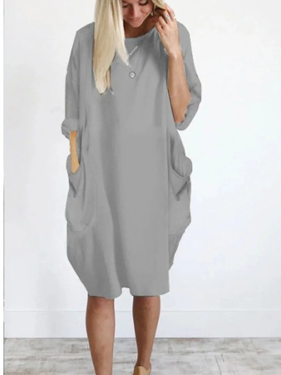 Casual Pocketed Loose Shirt Dress