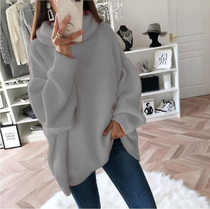 Wongn Wongn And Winter Hot Style Fashion Women's Casual Knit Sweater Loose Solid Color Turtleneck Sweater Women's Clothing