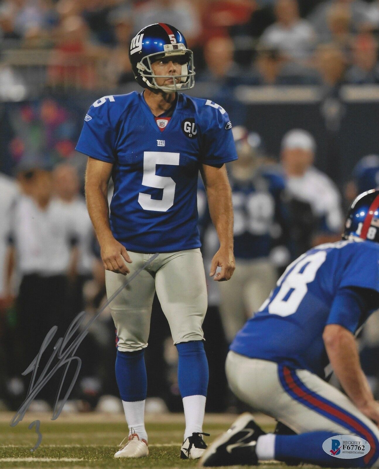 John Carney Signed Giants Football 8x10 Photo Poster painting BAS Beckett COA Picture Autograph