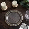 10 Pack | 7.5" Clear Hammered Design Plastic Dessert / Appetizer Plates With Gold Rim