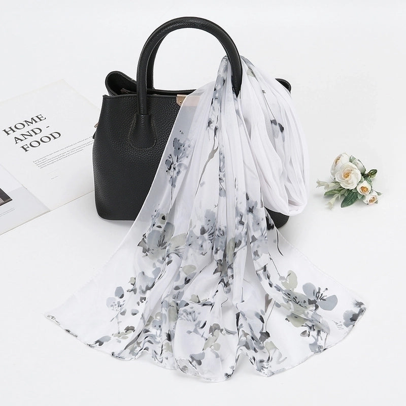 Women’s Sweet Flower Chiffon Printing Silk Scarf