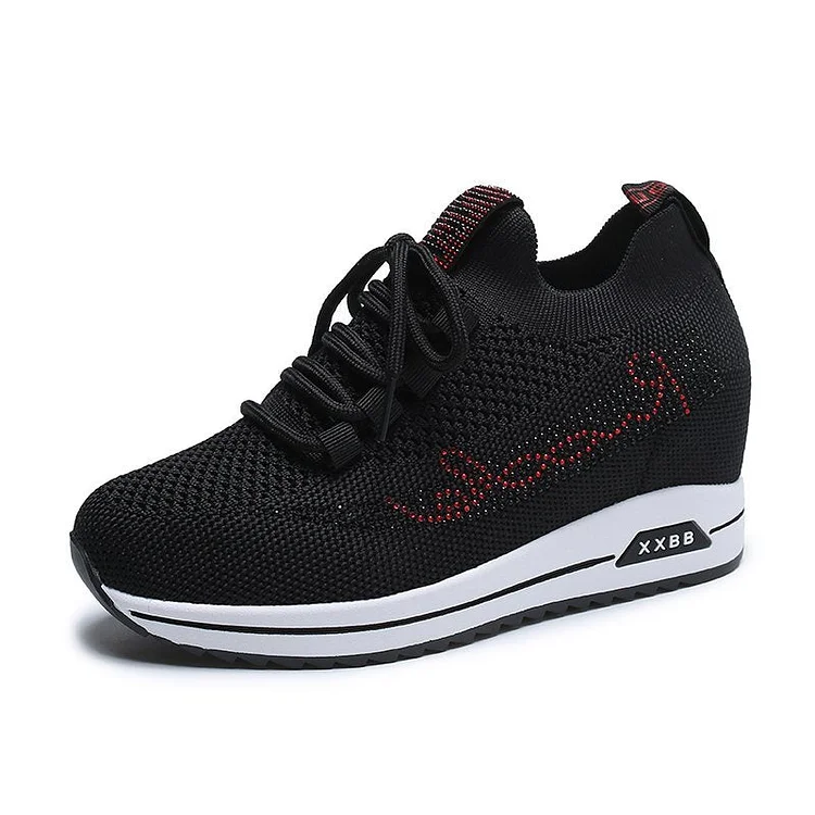 Hide heel Fashion Sneakers for Women Breathable Platform Sneakers Lace Up Fashion Causal Shoes Woman Chunky Sneaker